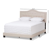 Emerson Modern and Contemporary Light Beige Fabric Upholstered Queen Size Bed